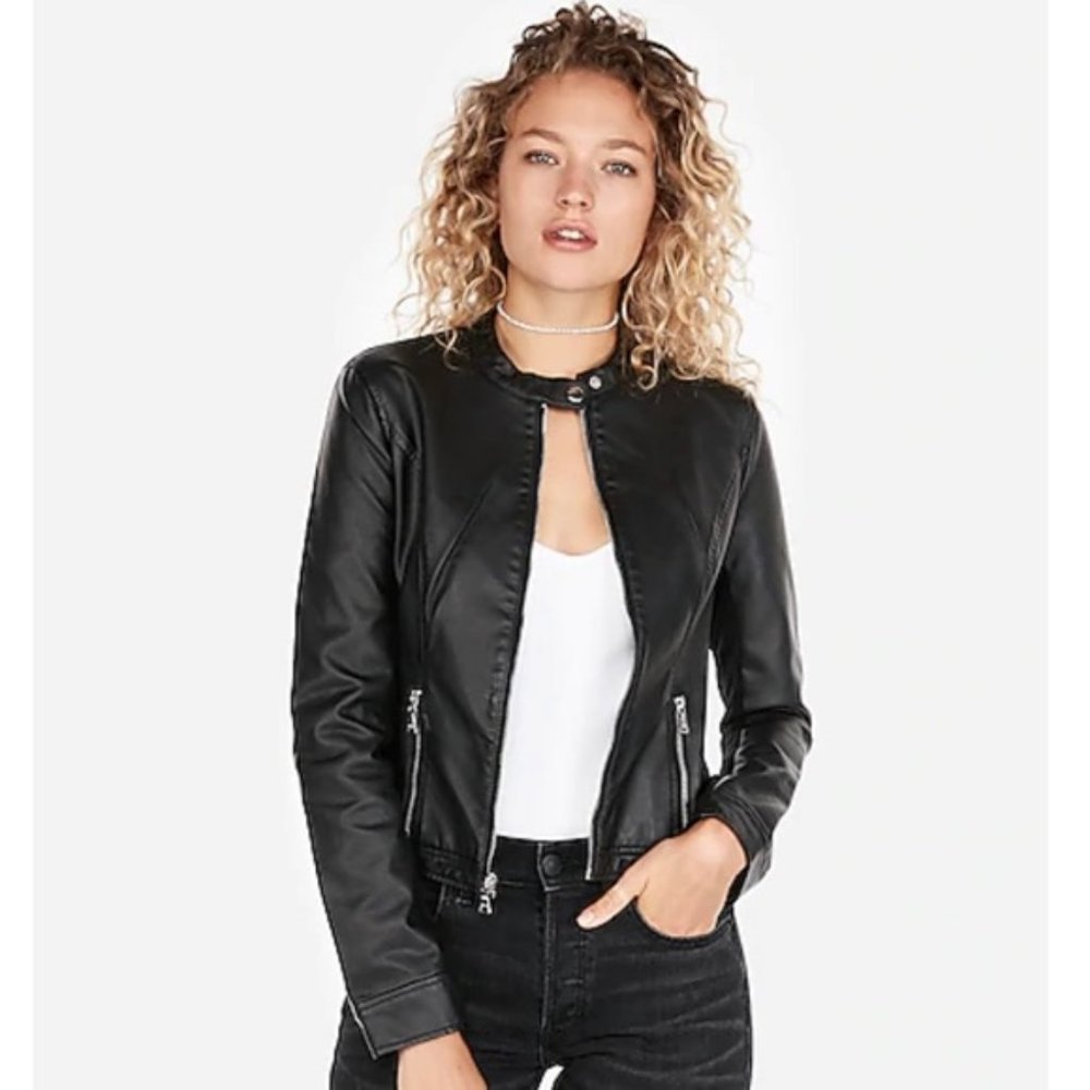 Express Faux Black Leather Jacket XXS